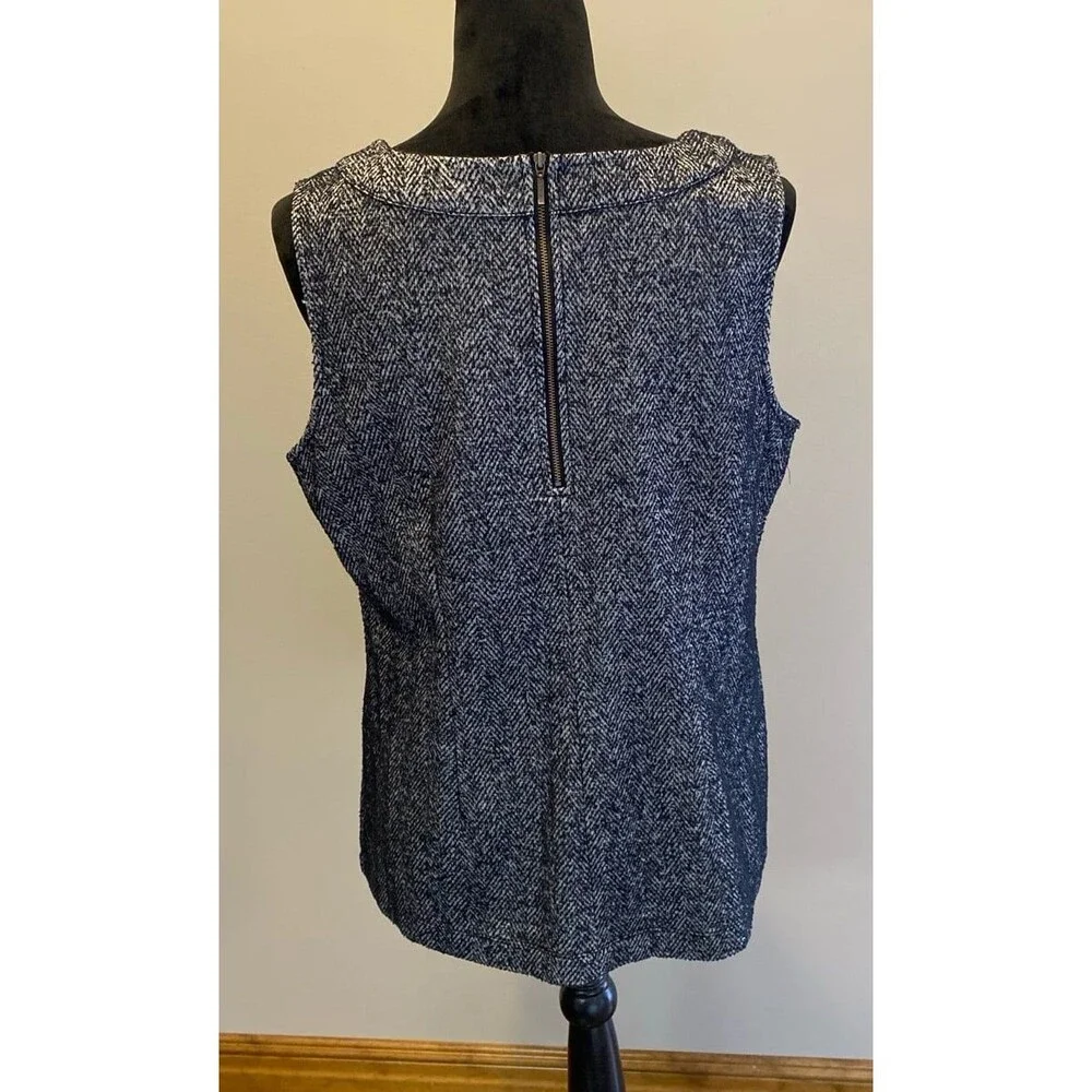 Cabi Women’s‎ Vest Tweed Type Fabric Sz Large Black White Pockets Business Wear